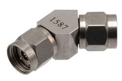 PE91587 - RF Adapter, 45 Degree Angle 2.4mm plug to 2.4mm plug 50GHz VSWR 1.25