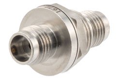 PE91672 - High Temperature Adapter Bulkhead Mount 1.85mm Female to 1.85mm Female Adapter, IP67 Rated 67GHz VSWR1.25, MIL-STD 348B