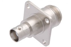 PE9238 - N Female to BNC Female 4 Hole Flange Mount Adapter