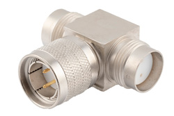 PE9374 - 95 Ohm 3/4 inch-20 Twinax Tee Adapter Female-Male-Female