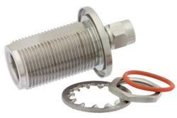 PE9487 - Precision SMA Male to N Female Bulkhead Mount Adapter