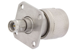 PE9499 - Precision 4 Hole Flange Mount SMA Male to N Male Adapter