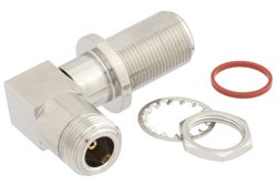 PE9541 - N Female to N Female Right Angle Bulkhead Mount Adapter