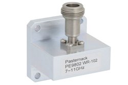 PE9802 - WR-102 Square Type Flange to N Female Waveguide to Coax Adapter Operating from 7 GHz to 11 GHz