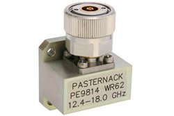 PE9814 - WR-62 Square Cover Flange to 7mm Sexless Waveguide to Coax Adapter Operating From 12.4 GHz to 18 GHz