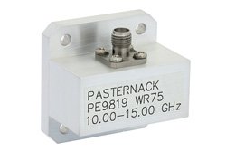 WR-75 Square Type Flange to SMA Female Waveguide to Coax Adapter Operating From 10 GHz to 15 GHz, X-Ku Band