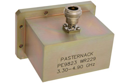 WR-229 CMR-229 Flange to N Female Waveguide to Coax Adapter Operating From 3.3 GHz to 4.9 GHz, S-C Band