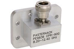 PE9836 - WR-430 CPR-90G Grooved Flange to N Female Waveguide to Coax Adapter Operating From 8.2 GHz to 12.4 GHz