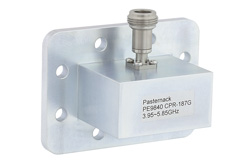PE9840 - WR-187 CPR-187G Grooved Flange to N Female Waveguide to Coax Adapter Operating from 3.95 GHz to 5.85 GHz