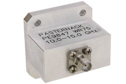 WR-75 Square Type Flange to End Launch SMA Female Waveguide to Coax Adapter Operating From 10 GHz to 15 GHz, X-Ku Band