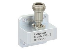 PE9874 - WR-75 Square Type Flange to N Female Waveguide to Coax Adapter Operating from 10 GHz to 15 GHz