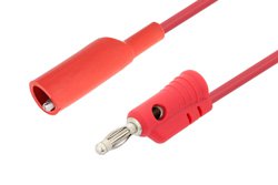 PE9931-18-R - Banana Plug to Alligator Clip Cable 18 Inch Length Using Red Wire