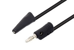 PE9933-6-B - Banana Plug to Mini Alligator Clip Cable 6 Inch Length Using Black Wire