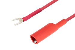 PE9935-12-R - Alligator Clip to Spade Lug Cable 12 Inch Length Using Red Wire