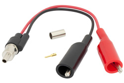 PE9959 - Alligator Clips To RG59 Connector Breakout With Crimp On/Solder Attachment In 6 Inch Length