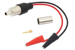 PE9960 - Mini Alligator Clips To RG59 Connector Breakout With Crimp On/Solder Attachment In 6 Inch Length