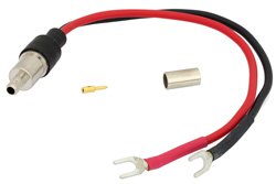 PE9966 - Insulated Spade Lugs To RG59 Connector Breakout With Crimp On/Solder Attachment In 6 Inch Length