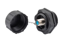 PEAD1265 - Waterproof 75 Ohm F Female to 75 Ohm F Female Bulkhead Mount Adapter, IP68 In-Series