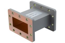 PEW284S001-4 - WR-284 Straight Waveguide Section 4 Inch Length, UG Cover and Grooved Flanges from 2.6 GHz to 3.95 GHz