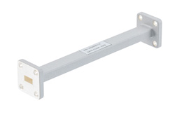 PEW28S001-4 - WR-28 Straight Waveguide Section 4 Inch Length, UG Square Cover and Grooved Flange from 26.5 GHz to 40 GHz