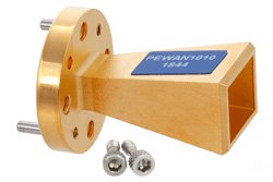 PEWAN1010 - WR-15 Waveguide Standard Gain Horn Antenna Operating from 50 GHz to 75 GHz with a Nominal 15 dBi Gain with UG-385/U-Mod Round Cover Flange
