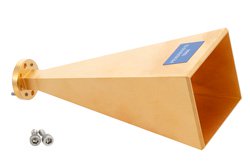 PEWAN1012 - WR-15 Waveguide Standard Gain Horn Antenna Operating from 50 GHz to 75 GHz with a Nominal 25 dBi Gain with UG-385/U-Mod Round Cover Flange