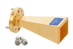 PEWAN1019 - WR-10 Waveguide Standard Gain Horn Antenna Operating from 75 GHz to 110 GHz with a Nominal 20 dBi Gain with UG-387/U-Mod Round Cover Flange