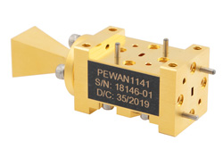 PEWAN1141 - WR-10 Waveguide Dual Polarized Horn Antenna, 75 GHz to 110 GHz Frequency Range, 20 dBi Gain, UG-387/U-Mod Flange