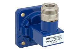 PEWCA1005 - WR-75 Square Cover Flange to N Female Waveguide to Coax Adapter Operating from 10 GHz to 15 GHz