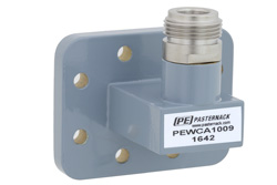 WR-90 CPR-90G Grooved Flange to N Female Waveguide to Coax Adapter Operating From 8.2 GHz to 12.4 GHz, X Band