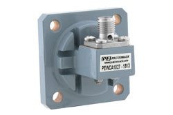 PEWCA1027 - WR-51 Square Cover Flange to SMA Female Waveguide to Coax Adapter, 15 GHz to 22 GHz, N Band, Aluminum, Paint