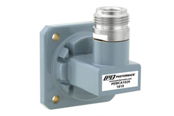 PEWCA1029 - WR-75 Square Cover Flange to Type N Female Waveguide to Coax Adapter, 10 GHz to 15 GHz, M Band, Aluminum, Paint