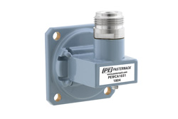 WR-90 UG-135/U Square Cover Flange to Type N Female Waveguide to Coax Adapter, 8.2 GHz to 12.4 GHz, X Band, Aluminum, Paint