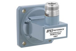 PEWCA1041 - WR-112 UG-138/U Square Cover Flange to N Female Waveguide to Coax Adapter Operating from 7.05 GHz to 10 GHz