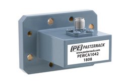 PEWCA1042 - WR-112 CMR-112 Flange to SMA Female Waveguide to Coax Adapter, 7.05 GHz to 10 GHz, H Band, Aluminum, Paint
