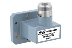 PEWCA1043 - WR-112 CMR-112 Flange to Type N Female Waveguide to Coax Adapter, 7.05 GHz to 10 GHz, H Band, Aluminum, Paint