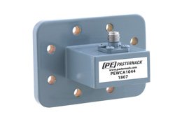 PEWCA1044 - WR-112 CPR-112G Grooved Flange to SMA Female Waveguide to Coax Adapter, 7.05 GHz to 10 GHz, H Band, Aluminum, Paint