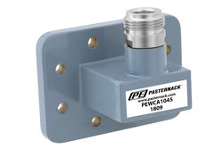 PEWCA1045 - WR-112 CPR-112G Grooved Flange to Type N Female Waveguide to Coax Adapter, 7.05 GHz to 10 GHz, H Band, Aluminum, Paint