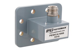PEWCA1055 - WR-159 CPR-159G Grooved Flange to N Female Waveguide to Coax Adapter Operating from 4.9 GHz to 7.05 GHz