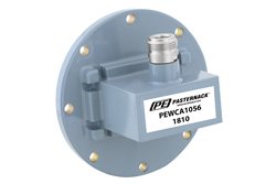 PEWCA1056 - WR-187 UG-407/U Round Cover Flange to Type N Female Waveguide to Coax Adapter, 3.95 GHz to 5.85 GHz, J Band, Aluminum, Paint