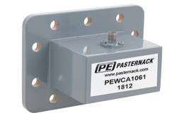 PEWCA1061 - WR-229 CPR-229G Grooved Flange to SMA Female Waveguide to Coax Adapter Operating from 3.3 GHz to 4.9 GHz