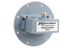 PEWCA1063 - WR-284 UG-584/U Round Cover Flange to N Female Waveguide to Coax Adapter Operating from 2.6 GHz to 3.95 GHz