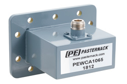 PEWCA1065 - WR-284 CPR-284G Grooved Flange to N Female Waveguide to Coax Adapter Operating from 2.6 GHz to 3.95 GHz