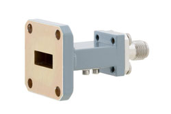 PEWCA1070 - WR-42 UG-597/U Square Cover Flange to End Launch 2.92mm Female Waveguide to Coax Adapter Operating from 18 GHz to 26.5 GHz