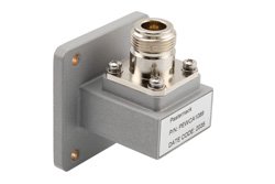 PEWCA1089 - WR-112 UBR84 Flange to N Female Waveguide to Coax Adapter Operating from 6.57 GHz to 9.99 GHz in Aluminum