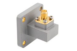 PEWCA1098 - WR-62 UBR140 Flange to SMA Female Waveguide to Coax Adapter Operating from 11.9 GHz to 18 GHz in Brass
