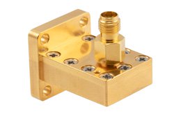 PEWCA1101 - WR-42 UBR220 Flange to 2.92mm Female Waveguide to Coax Adapter Operating from 17.6 GHz to 26.7 GHz in Brass