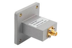 PEWCA1106 - WR-112 UBR84 Flange to End Launch SMA Female Waveguide to Coax Adapter Operating from 6.57 GHz to 9.99 GHz in Aluminum