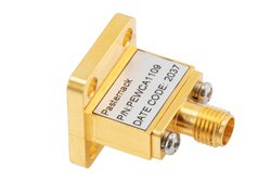 WR-28 UBR320 Flange to End Launch 2.92mm Female Waveguide to Coax Adapter Operating from 26.5 GHz to 40 GHz in Brass