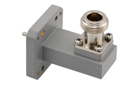 PEWCA1111 - WRD-650 UG Square Cover Flange to N Female Waveguide to Coax Adapter Operating from 6.5 GHz to 18 GHz in Copper Alloy